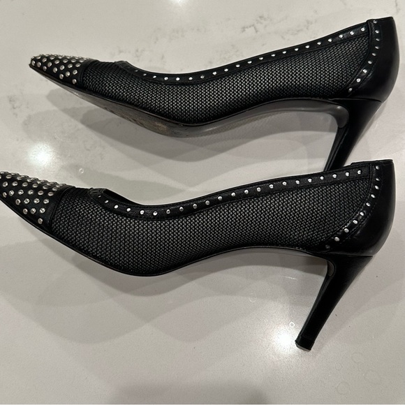 Stuart Weitzman Womens Black Leather Studded Pointy Toe Heels Size 7. M - Picture 7 of 12